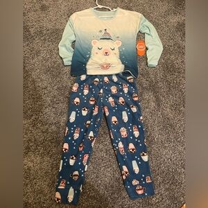 Cozy Cocoa Bear Kids Pajamas - Blue